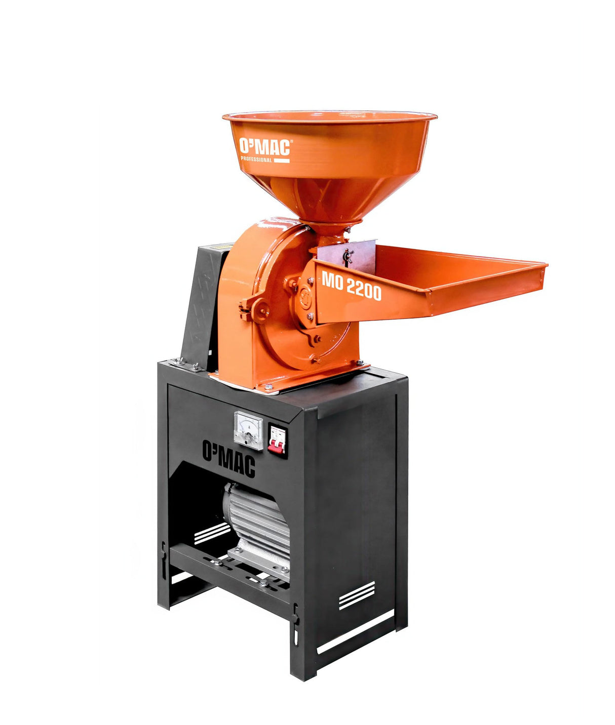Moara profesionala pentru cereale O'MAC MO 2200, 2200 W, 2800 rpm, 2 cuve, 250 kg/h