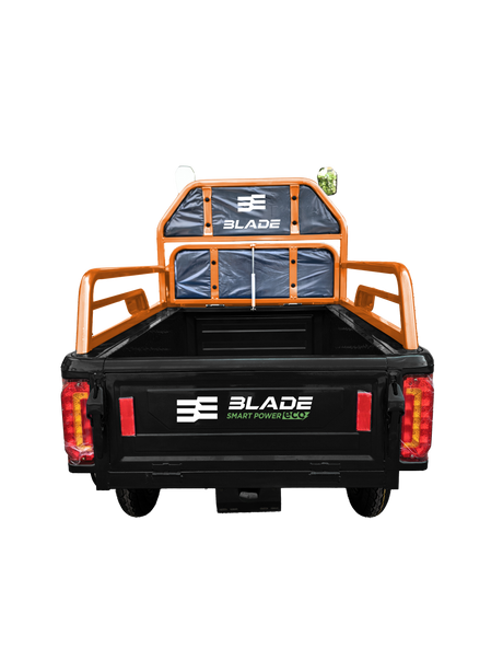 Triciclu Cargo electric BLADE Active R6 1300W, 25 km/h, autonomie pana la 50 km, baterie plumb-acid 72 V/20 Ah, capacitate maxima 500 kg, fara permis, culoare negru-portocaliu