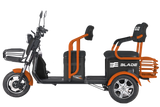 Triciclu electric Blade TRIP X2 2000 W, 25 km/h, autonomie pana la 70 km, baterie plumb- acid 72 V 20 Ah, greutate maxima 160  kg, Fara permis, negru-portocaliu