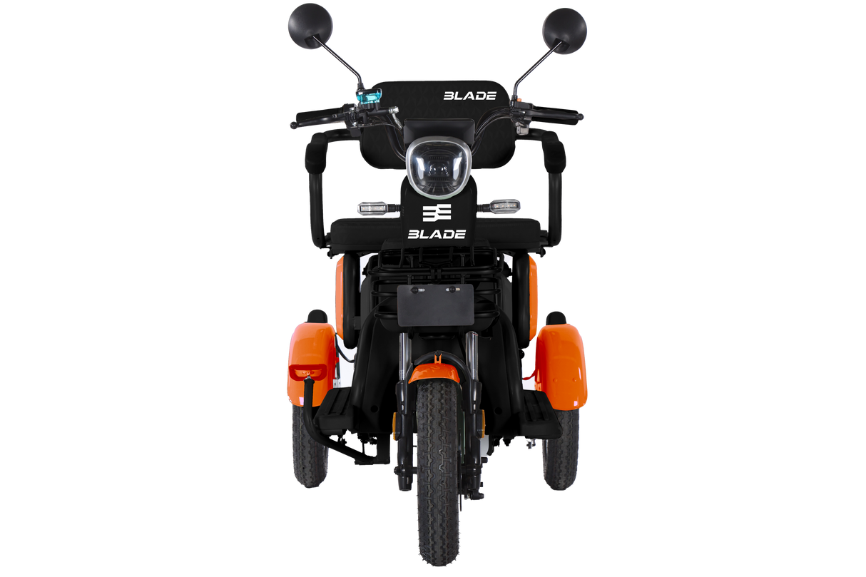 Triciclu electric persoane BLADE VIVA 14, 1200W, 60V 20Ah, 25 km/h, fara permis, autonomie 50 km, portocaliu-negru