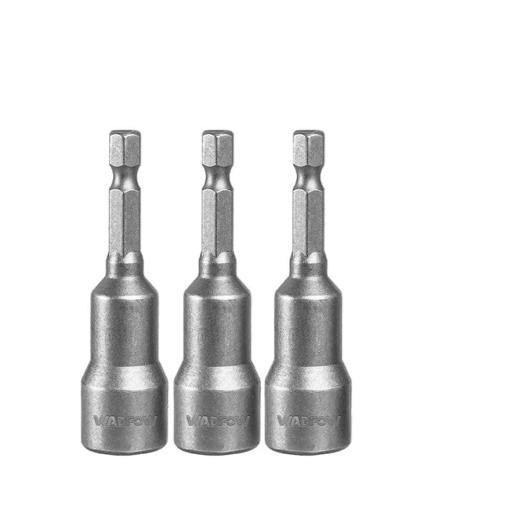 Set 3 adaptoare chei tubulare Wadfow, otel, 1/4” HEX, lungime 65mm, 8mm