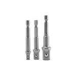 Set 3 adaptoare chei tubulare Wadfow, otel, 1/4”, 3/8", 1/2", prindere HEX