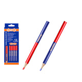 Set 12 creioane pentru tamplarie Wadfow, dimensiune 10x7.5x176mm, rosu/albastru