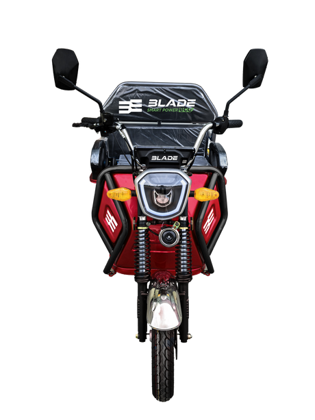 Triciclu Cargo electric BLADE Active R6 1300W, 25 km/h, autonomie pana la 50 km, baterie plumb-acid 72 V/20 Ah, capacitate maxima 500 kg, fara permis, culoare rosu