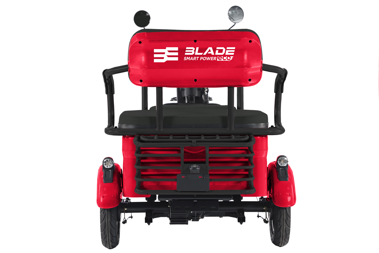 Triciclu electric Blade TRIP X2 2000 W, 25 km/h, autonomie pana la 70 km, baterie plumb- acid 72 V 20 Ah, greutate maxima 160  kg, Fara permis, rosu-negru