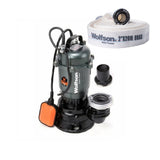 Pompa submersibila apa murdara cu tocator Wolfson TP-3300T, 1500W, 2", 10000 l/h + furtun PVC panzat tip pompieri 2" 20m, 50mm